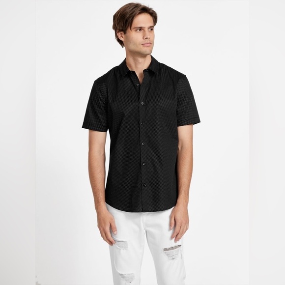 Guess Other - Guess Black Casual Button Down Shirt Polka Dot